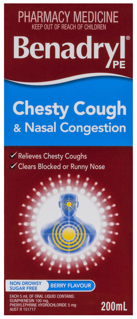 Benadryl Pe Chesty Cough & Nasal Congestion Non Drowsy Berry Flavour 200mL