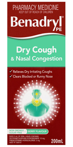 Benadryl PE Dry Cough & Nasal Congestion 200mL