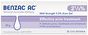 Benzac AC Mild Strength 2.5% Acne Gel 60g, Acne Treatment