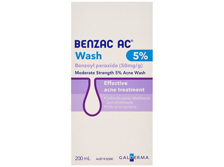 Benzac AC Moderate Strength 5% Acne Wash 200mL, Body Wash