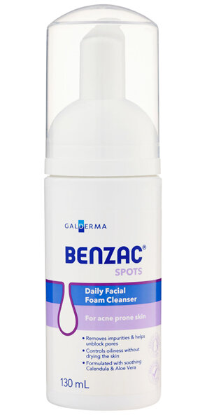Benzac Daily Facial Foam Cleanser 130mL, For Acne-Prone Skin