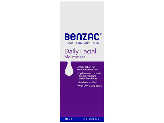 Benzac Daily Facial Moisturiser 118mL, For All Skin Types