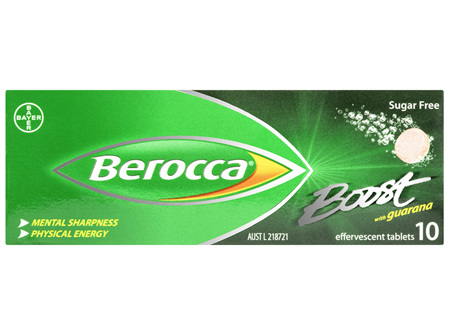 Berocca Boost Vitamin B & C Guava Flavour With Guarana Energy Effervescent Tablets 10 Pack