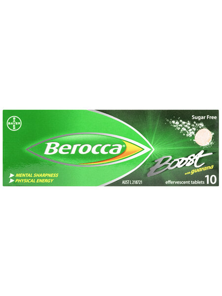 Berocca Boost Vitamin B & C Guava Flavour With Guarana Energy Effervescent Tablets 10 Pack