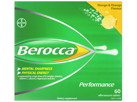 Berocca Energy Vitamin Mango & Orange Effervescent Tablets 60 pack Exclusive Size