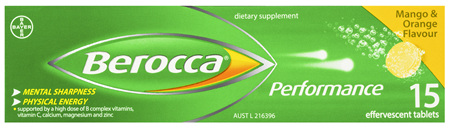 Berocca Energy Vitamin Mango & Orange Effervescent Tablets 15 pack