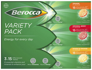 Berocca Vitamin B & C Energy Effervescent Tablets Variety 45 Pack