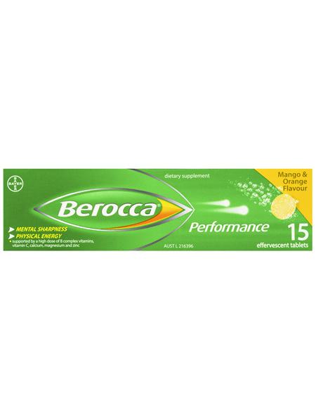 Berocca Vitamin B & C Mango & Orange Flavour Energy Effervescent Tablets 15 Pack