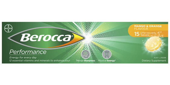 Berocca Vitamin B & C Mango & Orange Flavour Energy Effervescent Tablets 15 Pack