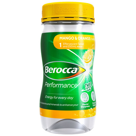 Berocca Vitamin B & C Mango & Orange Flavour Twist N Go Energy Drink 250mL