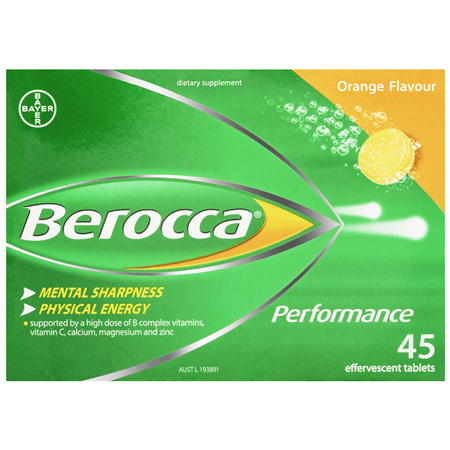 Berocca Vitamin B & C Orange Flavour Energy Effervescent Tablets 45 Pack
