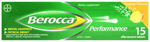 Berocca Vitamin B & C Orange Flavour Energy Effervescent Tablets 15 Pack