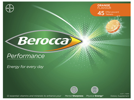 Berocca Vitamin B & C Orange Flavour Energy Effervescent Tablets 45 Pack