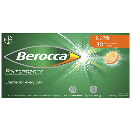 Berocca Vitamin B & C Orange Flavour Energy Effervescent Tablets 30 Pack