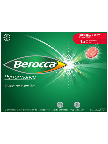 Berocca Vitamin B & C Original Berry Flavour Energy Effervescent Tablets 45 Pack