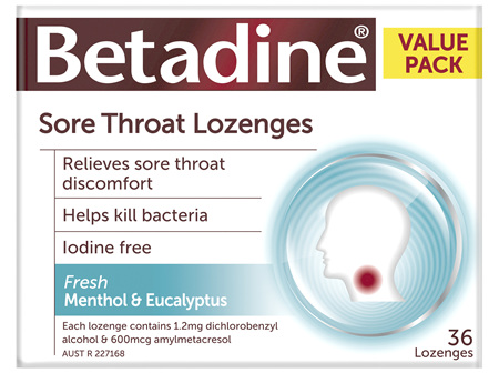 Betadine Sore Throat Lozenges Menthol and Eucalyptus 36