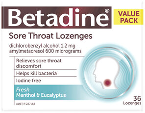 Betadine Sore Throat Lozenges Menthol and Eucalyptus 36
