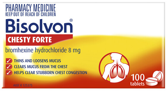 Bisolvon Chesty Forte Tablets 100 Tablets