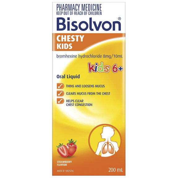 Bisolvon Chesty Kids 6+ Strawberry Liquid 200ml