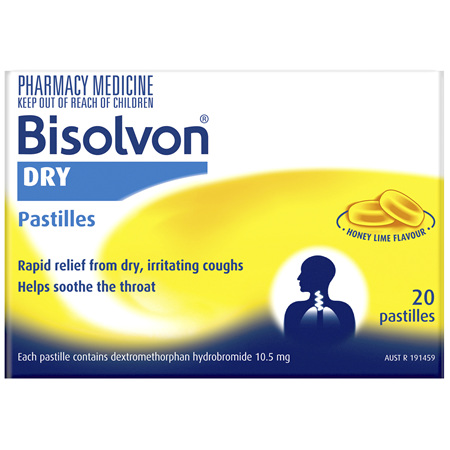 Bisolvon Dry Pastilles Honey Lime 20 Pack