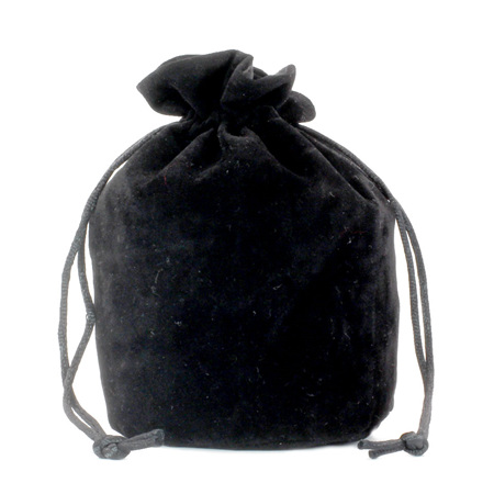 Black Velveteen Drawstring Bag