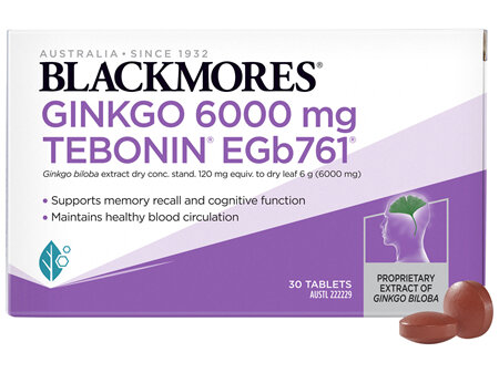 Blackmores Ginkgo 6000mg Tebonin EGb761 30 Tablets