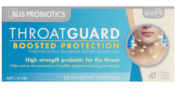 BLIS PROBIOTICS THROATGUARD Boosted Protection Vanilla Probiotic Lozenges 30