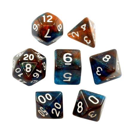 Blue & Copper with White Translucent Stardust Dice