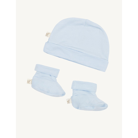 Boody Baby Beanie & Booties - 0-3 Months - Sky