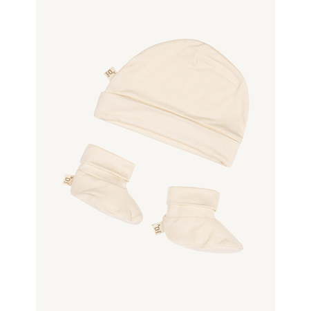Boody Baby Beanie & Booties - 3-6 Months - Chalk