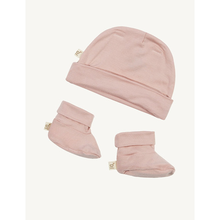 Boody Baby Beanie & Booties - 3-6 Months - Rose