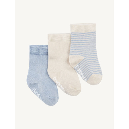 Boody Baby Socks - 3 Pack - 0-3 Months - Chalk/Sky