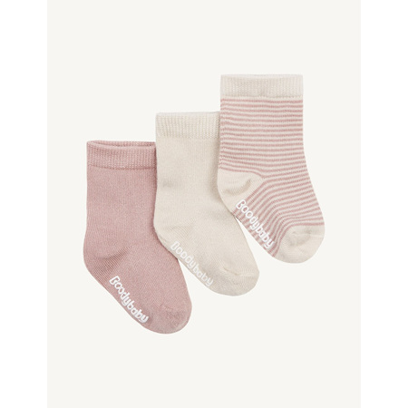 Boody Baby Socks - 3 Pack - 12-24 Months - Chalk/Rose