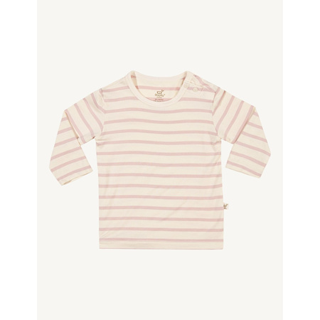Boody Baby Stripe Long Sleeve - 12-18 Months - Chalk/Rose