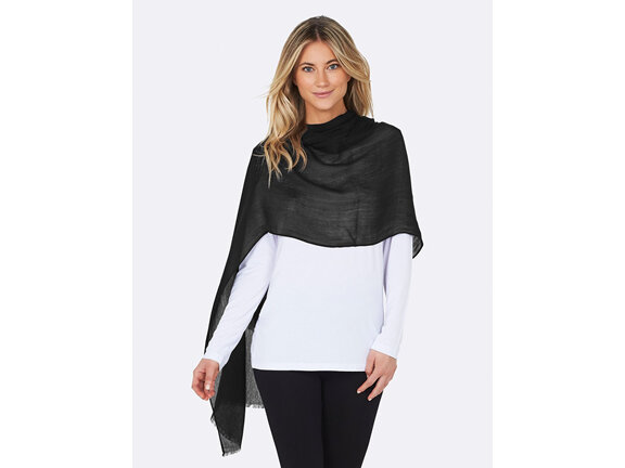 BOODY Fringed Hem Scarf Blk OS