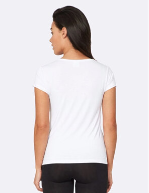 BOODY Women V-Neck T-Shirt White S