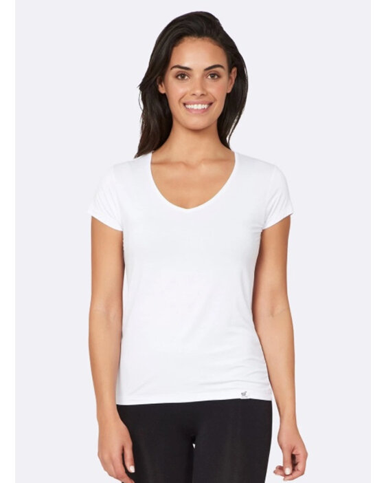BOODY Women V-Neck T-Shirt White S
