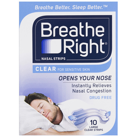 Breathe Right Clear Nasal Congestion Stop Snoring Strips Large Size 10s