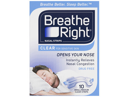Breathe Right Clear Nasal Congestion Stop Snoring Strips Regular Size 10s
