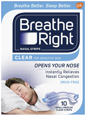 Breathe Right Nasal Strips Clear for Sensitive Skin Small/Medium 10 Pack