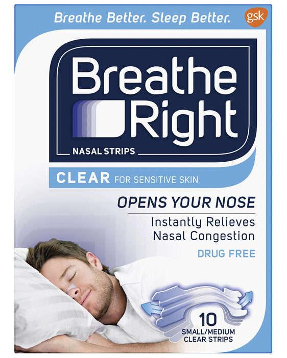 Breathe Right Nasal Strips Clear for Sensitive Skin Small/Medium 10 Pack