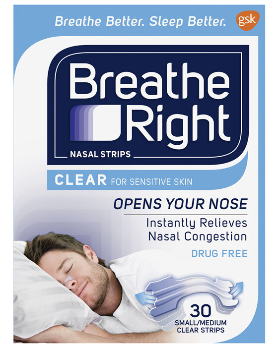Breathe Right Nasal Strips Clear for Sensitive Skin Small/Medium 30 Pack