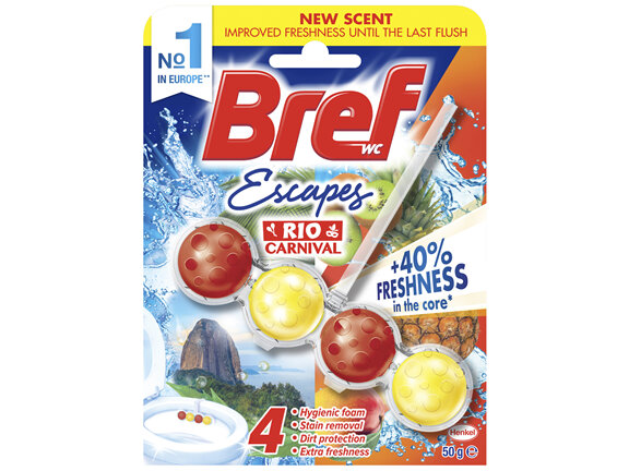 Bref Escapes Rio Carnival, Rim Block Toilet Cleaner, 50g