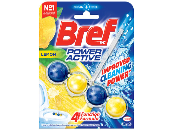 Bref Power Active Juicy Lemon, Rim Block Toilet Cleaner, 50g