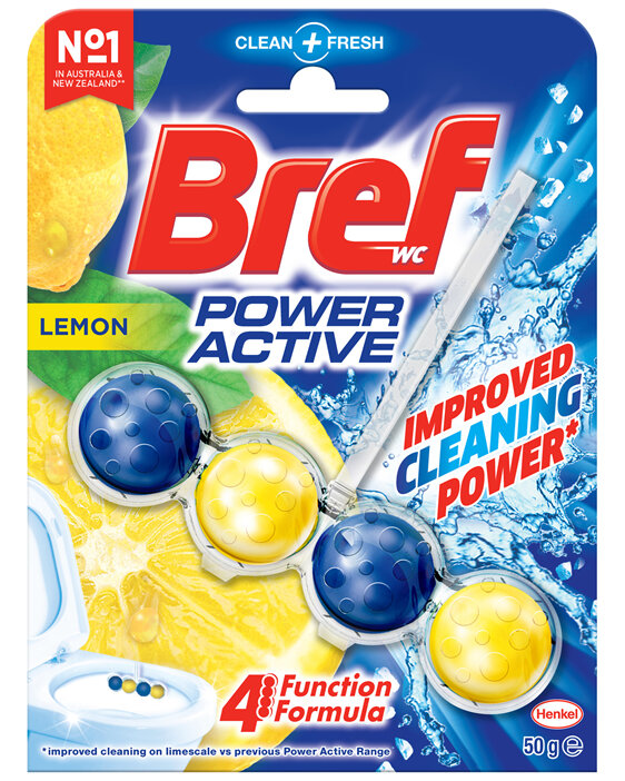 Bref Power Active Juicy Lemon, Rim Block Toilet Cleaner, 50g