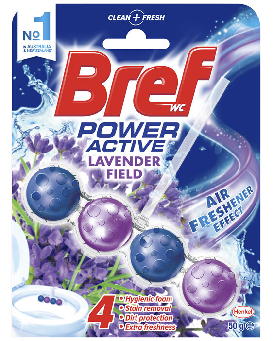 Bref Power Active Lavender Field, Rim Block Toilet Cleaner, 50g