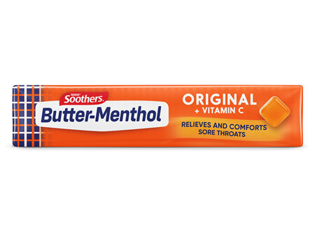 Butter Menthol Original Sore Throat Lozenges + Vitamin C 10 Pack 