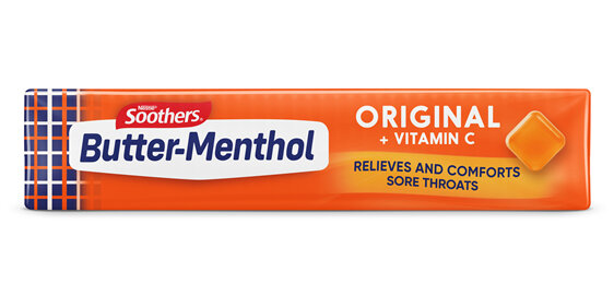 Butter Menthol Original Sore Throat Lozenges + Vitamin C 10 Pack 