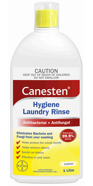 Canesten Antibacterial and Antifungal Hygiene Laundry Rinse Sanitiser Lemon Scented 1Litre