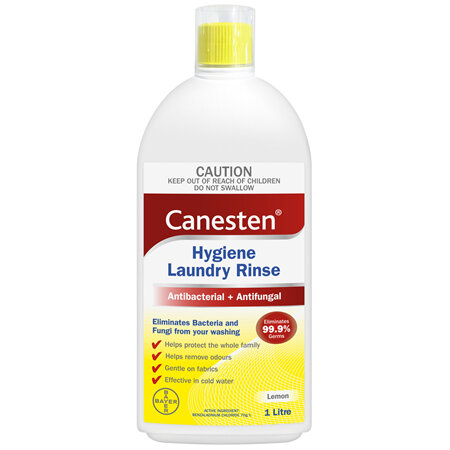 Canesten Antibacterial and Antifungal Hygiene Laundry Rinse Sanitiser Lemon Scented 1Litre